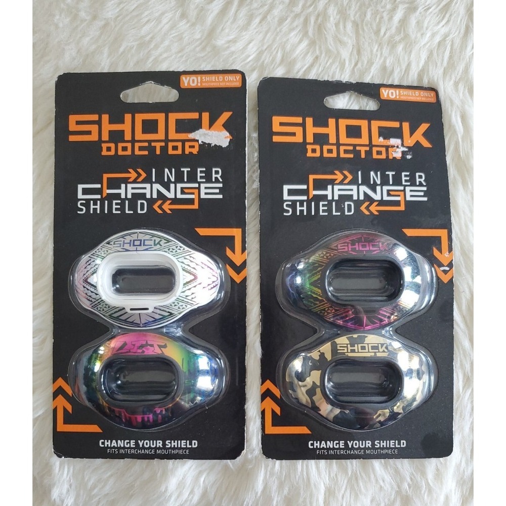 4 Shock Doctor Black & White Interchange Shield Lot *Fits Interchange Mouthpiece